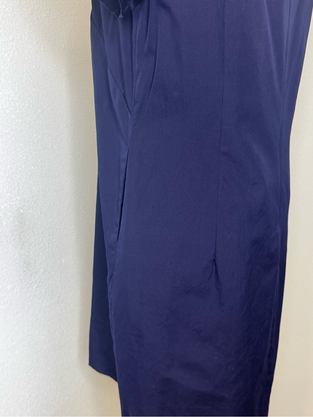 J.Crew Navy Cotton Silk Shift Dress Size 10 Woven Neck Pockets Lined 22888 - Picture 13 of 15
